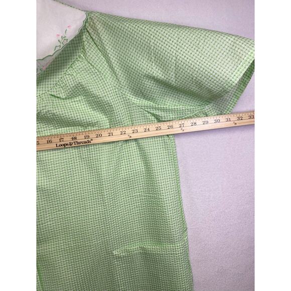 Dreamcrest Green Gingham Seersucker Duster Housecoat Robe with Embroidered  2X - Picture 7 of 7